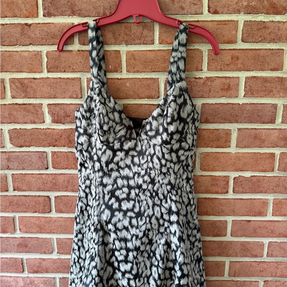 Free People Chrissy Animal Print Mini Dress. Size Small. NWT. Black & Gray.